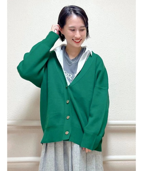 Lugnoncure（ルノンキュール）の「◎Vネックカーディガン（カーディガン/ボレロ・レディース・ブラック/レッド/オフホワイト/グリーン・ﾌﾘ-）」の9枚目の写真