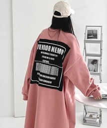 Dalfwin | 2022 AW 秋冬 韓国ファッション ワンピース スウェット レディース 裏起毛あり　バックラベルスウェットワンピ　ロング丈 ルームウェア(ワンピース)