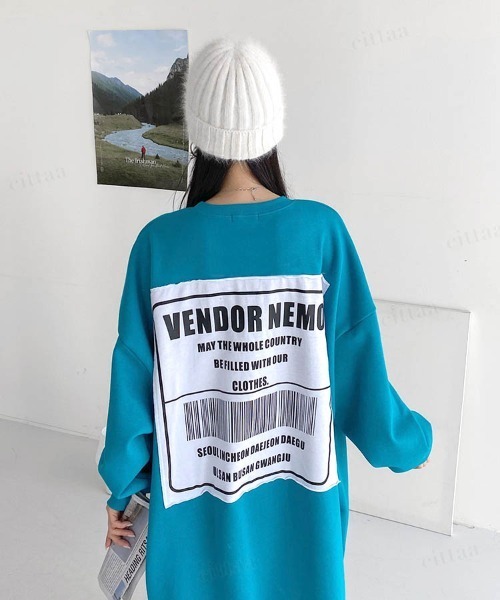 Dalfwin（ダールフィン）の「韓国ファッション バックラベルスウェットロング丈ワンピース（ワンピース・レディース・グレー/グリーン/ピンク/ブラック/ブラック系2/グレー系その他2・FREE）」の20枚目の写真