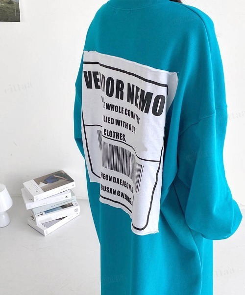 Dalfwin（ダールフィン）の「韓国ファッション バックラベルスウェットロング丈ワンピース（ワンピース・レディース・グレー/グリーン/ピンク/ブラック/ブラック系2/グレー系その他2・FREE）」の22枚目の写真