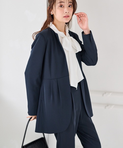 【sasa 新品】RANAN セットアップ スーツ ジャケット パンツ セール】【2点セット】【S～3Lサイズ】洗える/ストレッチ/防シワ/UV