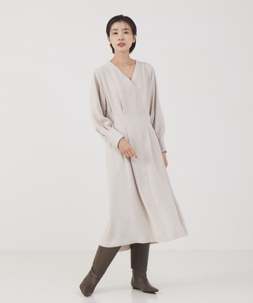 qualite（カリテ）の「ダブルクロスタックワンピース（ワンピース・レディース・ベージュ/ネイビー・36/38）」の3枚目の写真