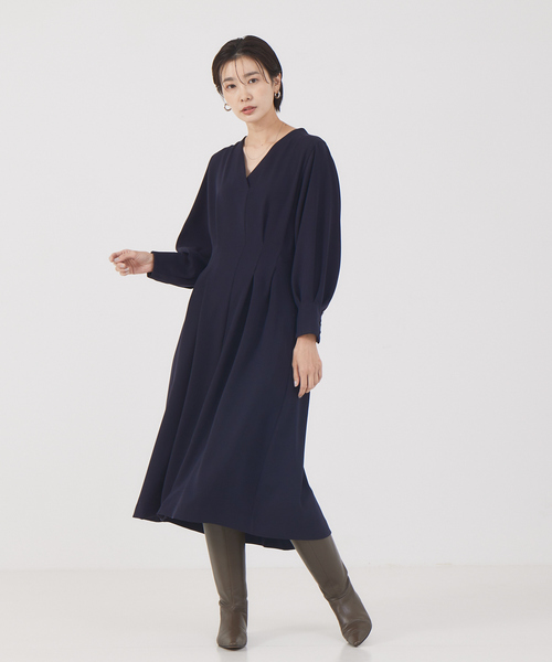 qualite（カリテ）の「ダブルクロスタックワンピース（ワンピース・レディース・ベージュ/ネイビー・36/38）」の4枚目の写真