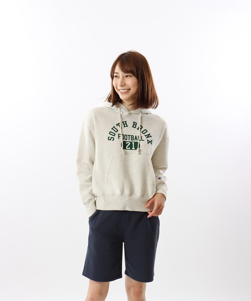 Champion(チャンピオン)の「【Champion/チャンピオン】レディース フーデッドスウェットシャツ(パーカー・レディース・ホワイト/ライトグリーン/オートミール/ネイビー・LARGE/MEDIUM)」の1枚目の写真