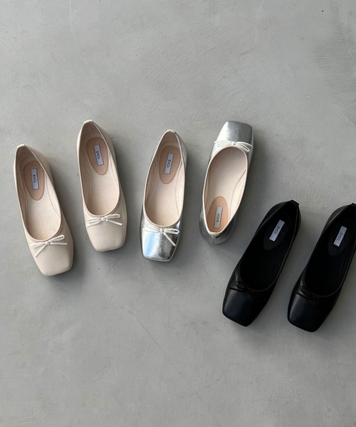 Doux archives（ドゥアルシーヴ）の「スクエアバレエパンプス（バレエシューズ・レディース・シルバー/ブラック/アイボリー・MEDIUM/LARGE）」の14枚目の写真