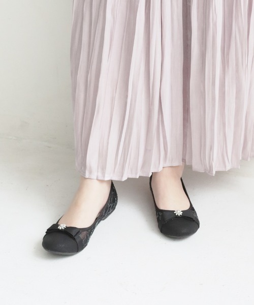 JELLY BEANS（ジェリービーンズ）の「シアーレースリボンモールドソールパンプス【Made in Japan】<ふわさら>(125-10318)JELLY BEANS(ジェリービーンズ)（パンプス・レディース・ベージュ/グレイッシュベージュ/ブラック・21.5/22/22.5/23/23.5/24/24.5/25/25.5）」の15枚目の写真