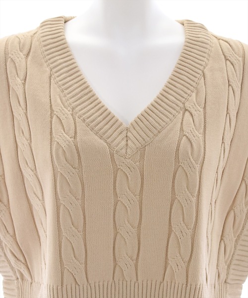 clear（クリア）の「ケーブル編みニットベスト（ベスト・レディース・アイボリー/ネイビー/ベージュ・F）」の8枚目の写真