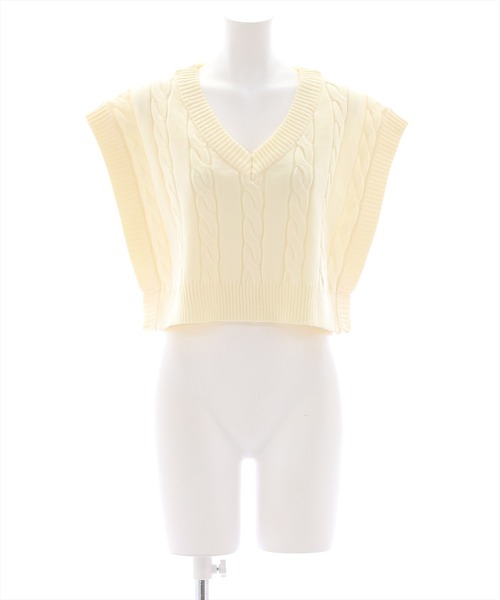 clear（クリア）の「ケーブル編みニットベスト（ベスト・レディース・アイボリー/ネイビー/ベージュ・F）」の21枚目の写真