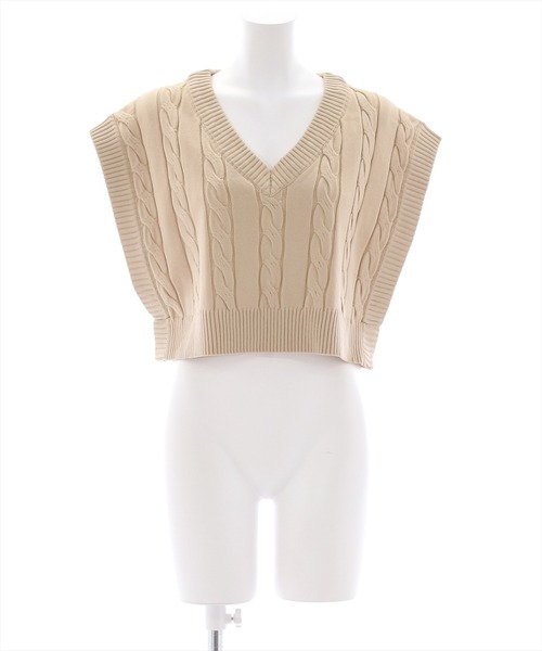 clear（クリア）の「ケーブル編みニットベスト（ベスト・レディース・アイボリー/ネイビー/ベージュ・F）」の22枚目の写真