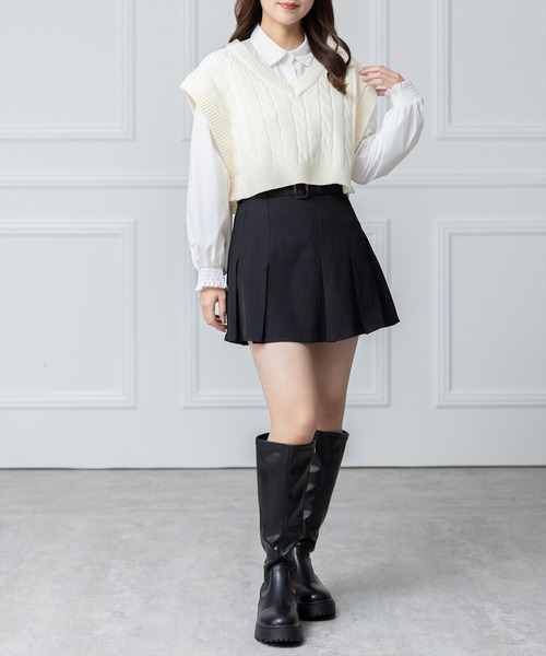 clear（クリア）の「ケーブル編みニットベスト（ベスト・レディース・アイボリー/ネイビー/ベージュ・F）」の10枚目の写真