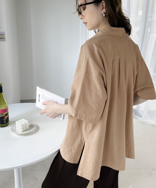 Java（ジャバ）の「《JaVa ジャバコラボ》軽やか＆リラクシー。コットン100％ サイドスリット半袖シャツ（シャツ/ブラウス・レディース・サンドベージュ/ブラック/オフホワイト/モカ・X-LARGE/MEDIUM/LARGE/SMALL）」の12枚目の写真