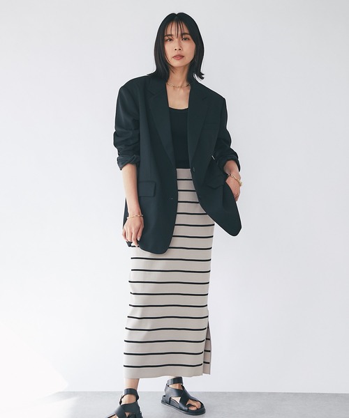 RIVE DROITE(リヴドロワ)の「ゆったり感が魅力/オーバーサイズジャケット(テーラードジャケット・レディース・ベージュ/ブラック・FREE)」の9枚目の写真