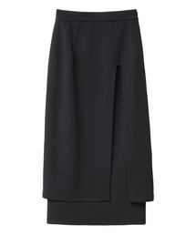 マノフ　MANOF OVERLAP STRETCH SKIRT　ブラック MANOF（マノフ）の「OVERLAP STRETCH SKIRT（スカート）」 - WEAR
