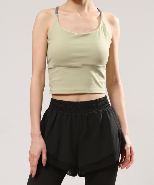 FREE BLUES（フリーブルース）の「バッククロス　ヨガフィットネススポーツブラ アウトドア（スポーツブラ・レディース・ベージュ/ミント/ブラック・M/S/L）」の9枚目の写真