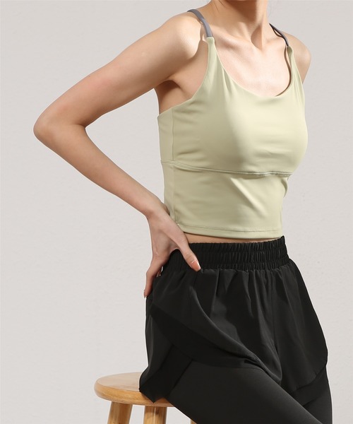 FREE BLUES（フリーブルース）の「バッククロス　ヨガフィットネススポーツブラ アウトドア（スポーツブラ・レディース・ベージュ/ミント/ブラック・M/S/L）」の19枚目の写真