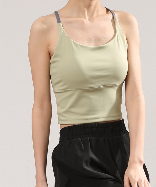 FREE BLUES（フリーブルース）の「バッククロス　ヨガフィットネススポーツブラ アウトドア（スポーツブラ・レディース・ベージュ/ミント/ブラック・M/S/L）」の17枚目の写真