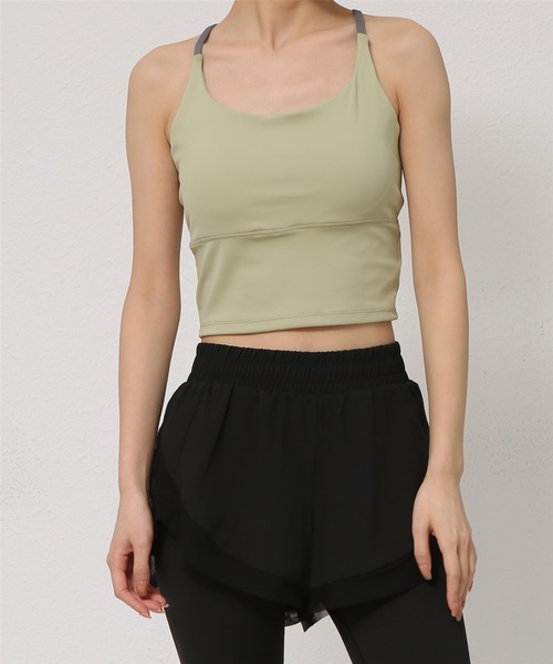 FREE BLUES（フリーブルース）の「バッククロス　ヨガフィットネススポーツブラ アウトドア（スポーツブラ・レディース・ベージュ/ミント/ブラック・M/S/L）」の7枚目の写真