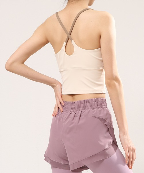 FREE BLUES（フリーブルース）の「バッククロス　ヨガフィットネススポーツブラ アウトドア（スポーツブラ・レディース・ベージュ/ミント/ブラック・M/S/L）」の10枚目の写真