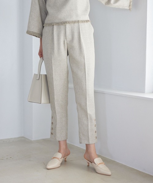 Andemiu(アンデミュウ)の「サマーツイードパンツ187581(スラックス・レディース・イエロー/グレー/ブラウン・MEDIUM/SMALL)」の1枚目の写真