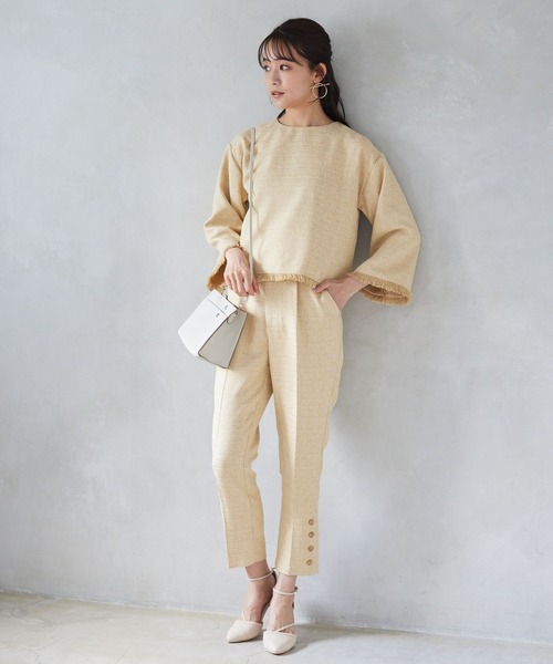 Andemiu(アンデミュウ)の「サマーツイードパンツ187581(スラックス・レディース・イエロー/グレー/ブラウン・MEDIUM/SMALL)」の15枚目の写真