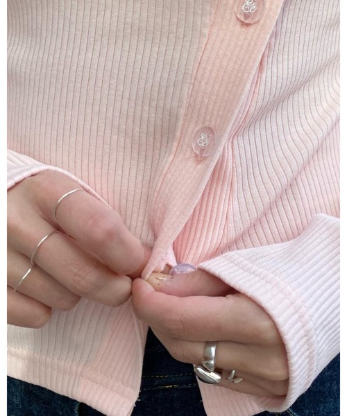 epine（エピヌ）の「Ee button cardigan（カーディガン/ボレロ・レディース・ブラック/ピンク/ストライプ・FREE）」の20枚目の写真