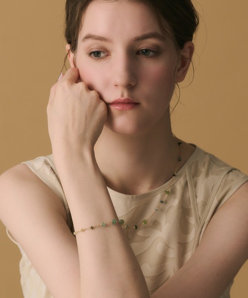 agete ゴールドローマンガラスブレスレット