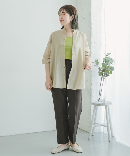 ITEMS URBANRESEARCH(アイテムズ アーバンリサーチ)の「バンドカラーシアービッグシャツ(シャツ/ブラウス・レディース・グリーン系その他/ベージュ/ブラック/ラベンダー・FREE)」の12枚目の写真