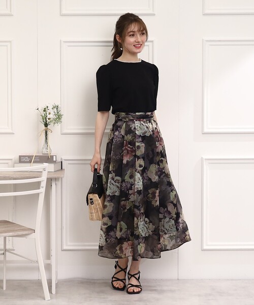 couture brooch（クチュールブローチ）の「◆【新色追加！】オーガンフルールタックベルトスカート（スカート・レディース・ライトグレー系/ベージュ系/ブラック系/グレー系5・36/38/40/42）」の21枚目の写真