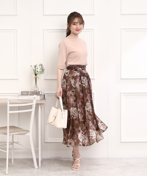 couture brooch（クチュールブローチ）の「◆【新色追加！】オーガンフルールタックベルトスカート（スカート・レディース・ライトグレー系/ベージュ系/ブラック系/グレー系5・36/38/40/42）」の9枚目の写真