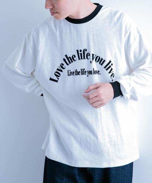 ITEMS URBANRESEARCH（アイテムズ アーバンリサーチ）の「スラブ接結ロゴプリント リンガーロングTシャツ（Tシャツ/カットソー・メンズ・ホワイト系その他/オレンジ系その他/ブラック系その他・MEDIUM/LARGE）」の16枚目の写真