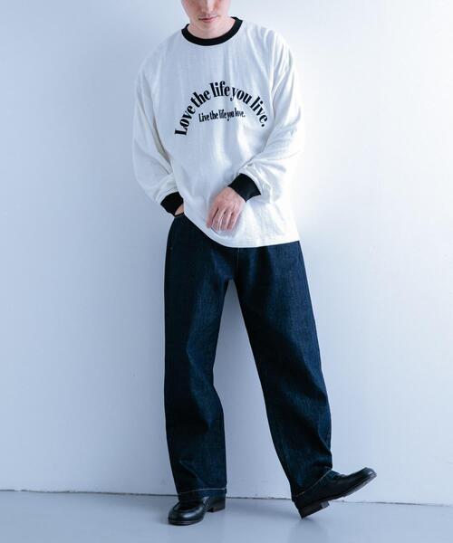 ITEMS URBANRESEARCH（アイテムズ アーバンリサーチ）の「スラブ接結ロゴプリント リンガーロングTシャツ（Tシャツ/カットソー・メンズ・ホワイト系その他/オレンジ系その他/ブラック系その他・MEDIUM/LARGE）」の19枚目の写真