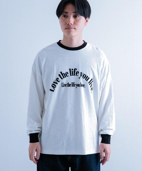 ITEMS URBANRESEARCH（アイテムズ アーバンリサーチ）の「スラブ接結ロゴプリント リンガーロングTシャツ（Tシャツ/カットソー・メンズ・ホワイト系その他/オレンジ系その他/ブラック系その他・MEDIUM/LARGE）」の20枚目の写真