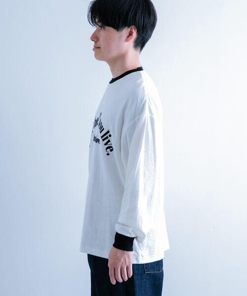 ITEMS URBANRESEARCH（アイテムズ アーバンリサーチ）の「スラブ接結ロゴプリント リンガーロングTシャツ（Tシャツ/カットソー・メンズ・ホワイト系その他/オレンジ系その他/ブラック系その他・MEDIUM/LARGE）」の21枚目の写真