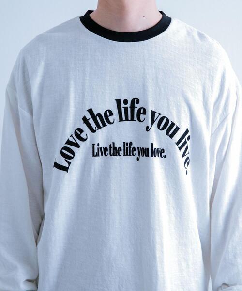 ITEMS URBANRESEARCH（アイテムズ アーバンリサーチ）の「スラブ接結ロゴプリント リンガーロングTシャツ（Tシャツ/カットソー・メンズ・ホワイト系その他/オレンジ系その他/ブラック系その他・MEDIUM/LARGE）」の12枚目の写真