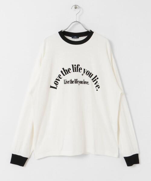 ITEMS URBANRESEARCH（アイテムズ アーバンリサーチ）の「スラブ接結ロゴプリント リンガーロングTシャツ（Tシャツ/カットソー・メンズ・ホワイト系その他/オレンジ系その他/ブラック系その他・MEDIUM/LARGE）」の16枚目の写真