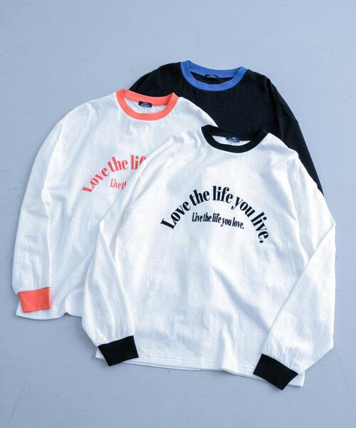 ITEMS URBANRESEARCH（アイテムズ アーバンリサーチ）の「スラブ接結ロゴプリント リンガーロングTシャツ（Tシャツ/カットソー・メンズ・ホワイト系その他/オレンジ系その他/ブラック系その他・MEDIUM/LARGE）」の17枚目の写真