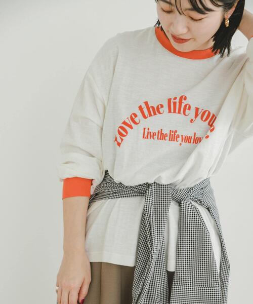 ITEMS URBANRESEARCH（アイテムズ アーバンリサーチ）の「スラブ接結ロゴプリント リンガーロングTシャツ（Tシャツ/カットソー・メンズ・ホワイト系その他/オレンジ系その他/ブラック系その他・MEDIUM/LARGE）」の20枚目の写真