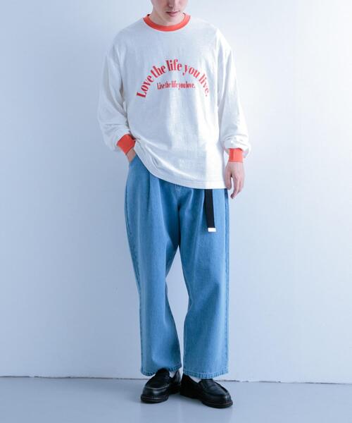 ITEMS URBANRESEARCH（アイテムズ アーバンリサーチ）の「スラブ接結ロゴプリント リンガーロングTシャツ（Tシャツ/カットソー・メンズ・ホワイト系その他/オレンジ系その他/ブラック系その他・MEDIUM/LARGE）」の5枚目の写真