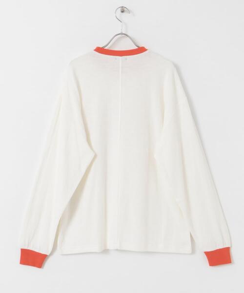 ITEMS URBANRESEARCH（アイテムズ アーバンリサーチ）の「スラブ接結ロゴプリント リンガーロングTシャツ（Tシャツ/カットソー・メンズ・ホワイト系その他/オレンジ系その他/ブラック系その他・MEDIUM/LARGE）」の7枚目の写真