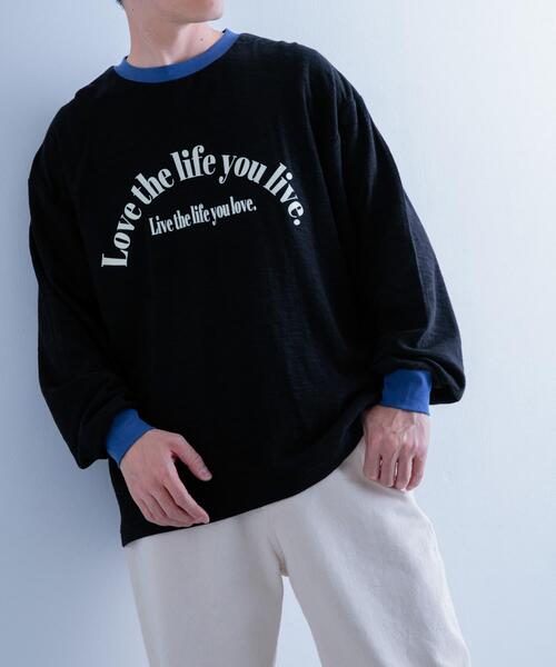 ITEMS URBANRESEARCH（アイテムズ アーバンリサーチ）の「スラブ接結ロゴプリント リンガーロングTシャツ（Tシャツ/カットソー・メンズ・ホワイト系その他/オレンジ系その他/ブラック系その他・MEDIUM/LARGE）」の11枚目の写真