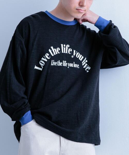 ITEMS URBANRESEARCH（アイテムズ アーバンリサーチ）の「スラブ接結ロゴプリント リンガーロングTシャツ（Tシャツ/カットソー・メンズ・ホワイト系その他/オレンジ系その他/ブラック系その他・MEDIUM/LARGE）」の12枚目の写真