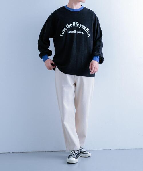 ITEMS URBANRESEARCH（アイテムズ アーバンリサーチ）の「スラブ接結ロゴプリント リンガーロングTシャツ（Tシャツ/カットソー・メンズ・ホワイト系その他/オレンジ系その他/ブラック系その他・MEDIUM/LARGE）」の15枚目の写真