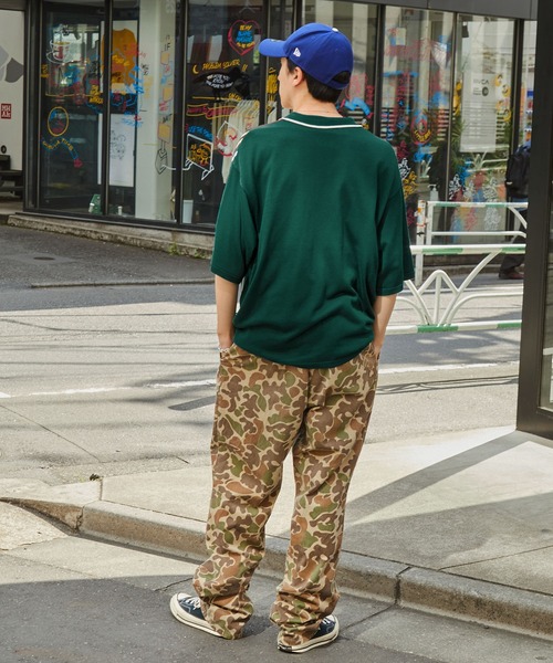 MONO-MART（モノマート）の「【CODDERR】ロゴ刺繍 ストライプ半袖ニットポロシャツ（ポロシャツ・メンズ・グリーン/オレンジ/ライトグレー/ブラック・L/M）」の12枚目の写真