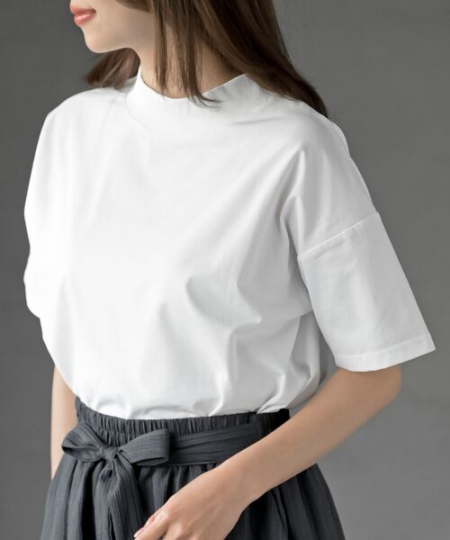 rps（アールピーエス）の「ドライタッチリブネックＴ（Tシャツ/カットソー・レディース・オフホワイト/チャコールグレー/ブラック・フリー）」の3枚目の写真