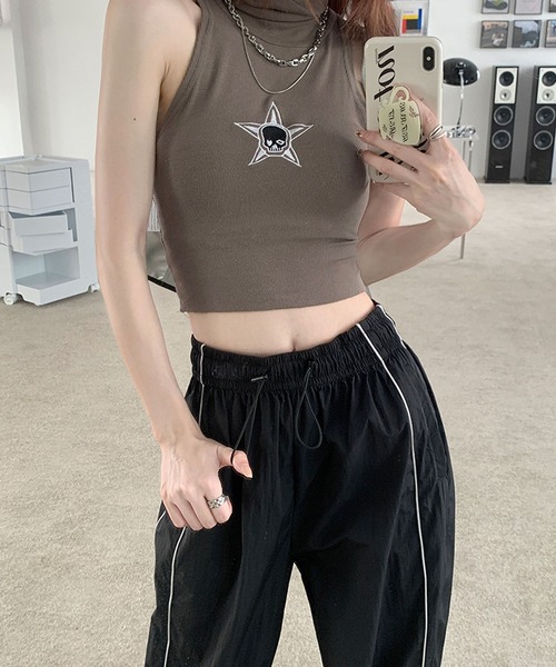 ANOTHER S（アナザーエス）の「サイドライン裾ドロストパラシュートパンツ（カーゴパンツ・レディース・ブラック/カーキ・FREE）」の5枚目の写真