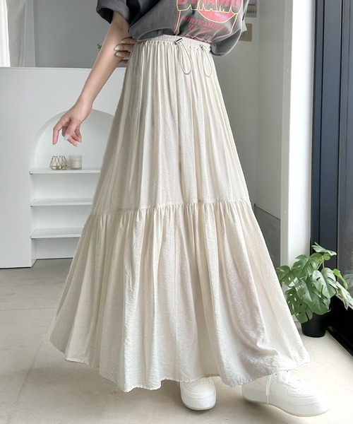 classicalelf（クラシカルエルフ）の「即、お洒落レディ。ドロストティアードスカート（スカート・レディース・ブラウン/ホワイト/ブラック・LARGE/X-LARGE/SMALL/MEDIUM）」の2枚目の写真