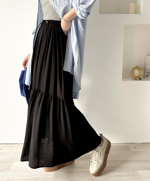 classicalelf（クラシカルエルフ）の「即、お洒落レディ。ドロストティアードスカート（スカート・レディース・ブラウン/ホワイト/ブラック・LARGE/X-LARGE/SMALL/MEDIUM）」の10枚目の写真