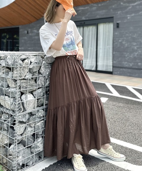 classicalelf（クラシカルエルフ）の「即、お洒落レディ。ドロストティアードスカート（スカート・レディース・ブラウン/ホワイト/ブラック・LARGE/X-LARGE/SMALL/MEDIUM）」の8枚目の写真