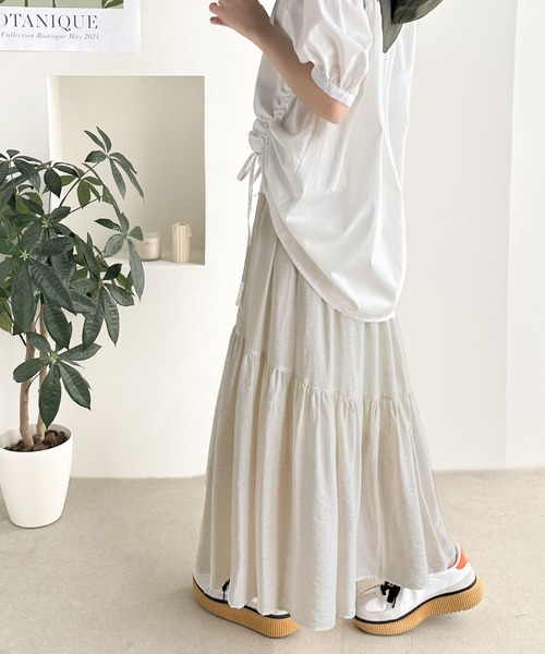 classicalelf（クラシカルエルフ）の「即、お洒落レディ。ドロストティアードスカート（スカート・レディース・ブラウン/ホワイト/ブラック・LARGE/X-LARGE/SMALL/MEDIUM）」の12枚目の写真