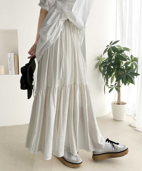 classicalelf（クラシカルエルフ）の「即、お洒落レディ。ドロストティアードスカート（スカート・レディース・ブラウン/ホワイト/ブラック・LARGE/X-LARGE/SMALL/MEDIUM）」の11枚目の写真